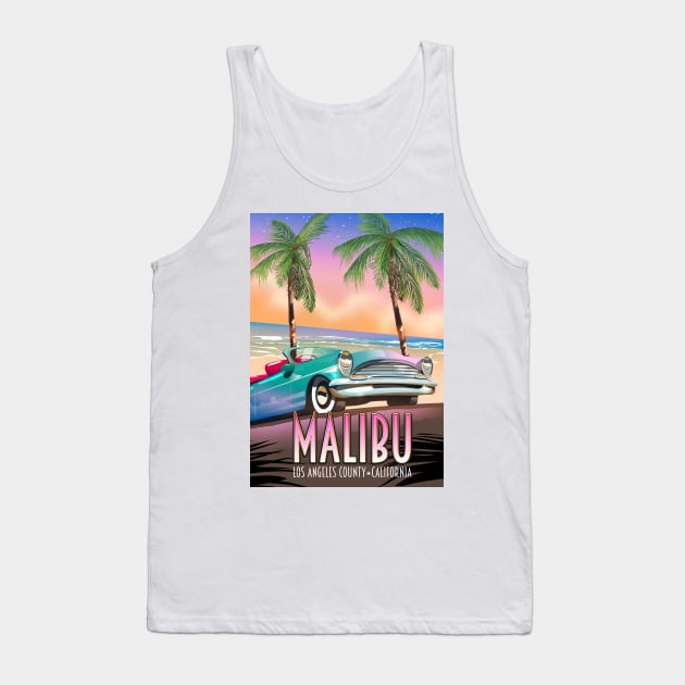 Malibu Los Angeles travel poster Tank Top by nickemporium1